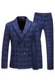 Heren Blauw Gestreepte Revers 3-delig Galapakken