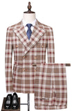 Vintage piek revers Slim Fit 2-delige zwart blauw raster herenpakken