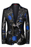 Blauwe en zwarte reversjacquard 2-delige galapakken voor heren