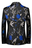 Blauwe en zwarte reversjacquard 2-delige galapakken voor heren