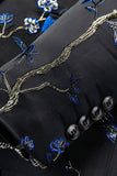 Blauwe en zwarte reversjacquard 2-delige galapakken voor heren