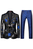 Inkeping Revers Enkele Rij Knopen Jacquard 2 Stuk Paarse Heren Prom Suits
