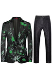 Inkeping Revers Enkele Rij Knopen Jacquard 2 Stuk Paarse Heren Prom Suits