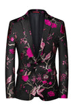 Inkeping Revers Enkele Rij Knopen Jacquard 2 Stuk Paarse Heren Prom Suits