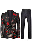 Inkeping Revers Enkele Rij Knopen Jacquard 2 Stuk Paarse Heren Prom Suits
