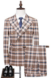Vintage piek revers Slim Fit 2-delige zwart blauw raster herenpakken