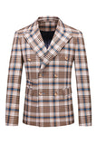 Vintage piek revers Slim Fit 2-delige zwart blauw raster herenpakken