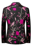 Blauwe revers met inkeping 3-delige jacquard galapakken voor heren