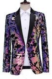 Sprankelende Heren Blauw Paarse Revers Prom Blazer Met Pailletten
