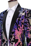 Sprankelende Heren Blauw Paarse Revers Prom Blazer Met Pailletten
