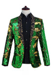 Sprankelende sjaal revers paars en blauw heren prom blazer met pailletten