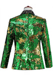 Sprankelende sjaal revers paars en blauw heren prom blazer met pailletten