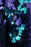 Sprankelende sjaal revers paars en blauw heren prom blazer met pailletten