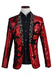 Sprankelende sjaal revers paars en blauw heren prom blazer met pailletten