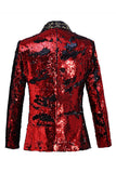 Sprankelende sjaal revers paars en blauw heren prom blazer met pailletten