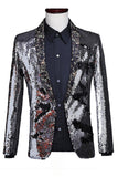 Sprankelende sjaal revers paars en blauw heren prom blazer met pailletten