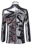 Sprankelende sjaal revers paars en blauw heren prom blazer met pailletten