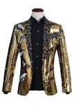 Sprankelende sjaal revers paars en blauw heren prom blazer met pailletten