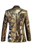 Sprankelende sjaal revers paars en blauw heren prom blazer met pailletten