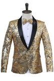 Sparkly Pailletten Heren Rode Sjaal Revers Prom Blazer