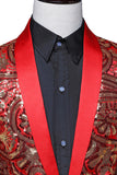 Sparkly Pailletten Heren Rode Sjaal Revers Prom Blazer