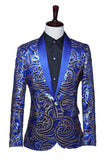Sparkly Pailletten Heren Rode Sjaal Revers Prom Blazer