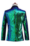 Sprankelende zilveren en gouden sjaal revers heren prom blazer met pailletten