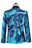 Sprankelende zilveren en gouden sjaal revers heren prom blazer met pailletten