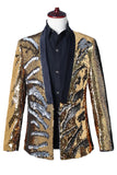 Sprankelende zilveren en gouden sjaal revers heren prom blazer met pailletten