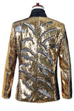 Sprankelende zilveren en gouden sjaal revers heren prom blazer met pailletten
