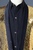 Sprankelende zilveren en gouden sjaal revers heren prom blazer met pailletten