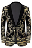 Heren gouden jacquard 2-delige reverspakken met inkeping