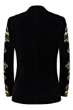 Heren gouden jacquard 2-delige reverspakken met inkeping