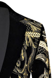 Heren gouden jacquard 2-delige reverspakken met inkeping
