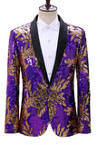 Sprankelende groene en blauwe sjaal revers met één knop heren prom blazer
