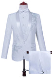Witte sjaal revers Slim Fit 2-delig herenpak met kralen