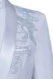 Witte sjaal revers Slim Fit 2-delig herenpak met kralen