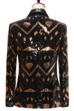 Zwarte en gouden pailletten sjaal revers heren Prom Blazer