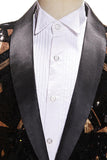 Zwarte en gouden pailletten sjaal revers heren Prom Blazer