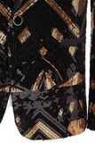 Zwarte en gouden pailletten sjaal revers heren Prom Blazer