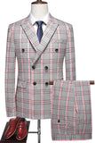 Roze grijs gestreepte 2 stuks piekvormige revers heren Prom Suits