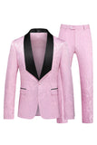 Zwarte Sjaal Revers One Button 2-delige Heren Prom Suits