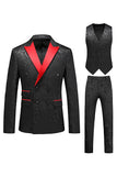 Roze Print Peak Revers 3-delige Heren Prom Suits
