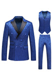 Roze Print Peak Revers 3-delige Heren Prom Suits