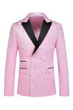 Roze Print Peak Revers 3-delige Heren Prom Suits