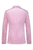 Roze Print Peak Revers 3-delige Heren Prom Suits