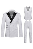 Roze Print Peak Revers 3-delige Heren Prom Suits