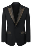 Black Peak Lapel Beaded 3-delige heren pakken