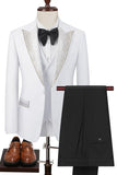 Black Peak Lapel Beaded 3-delige heren pakken