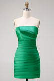 Donkergroene strapless A Line 2-delige lange galajurk met strik en split